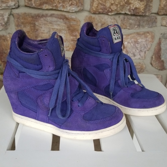 purple wedge sneakers